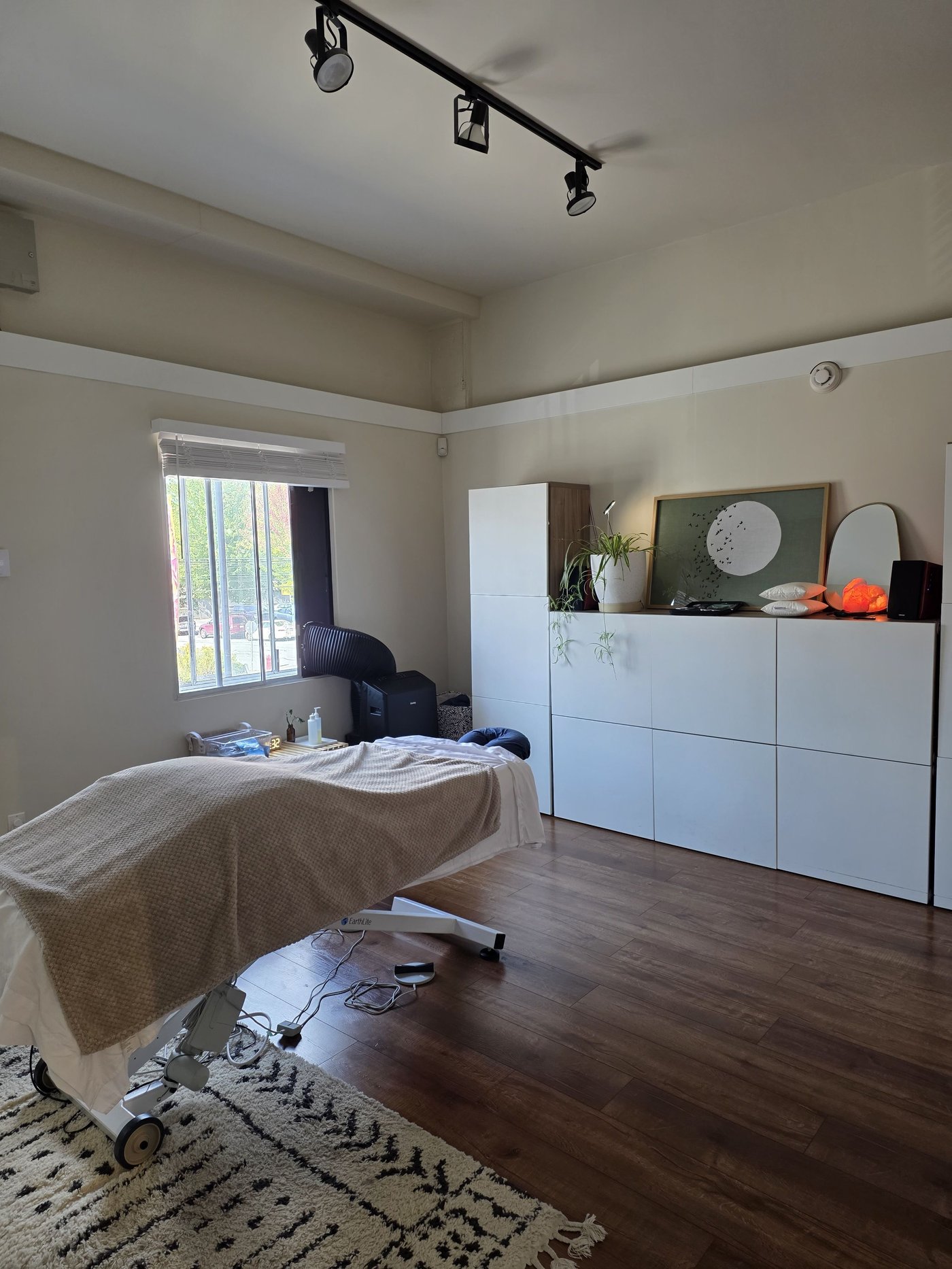 Inside the treatment room at Paper Crane Massage Therapy, East Vancouver